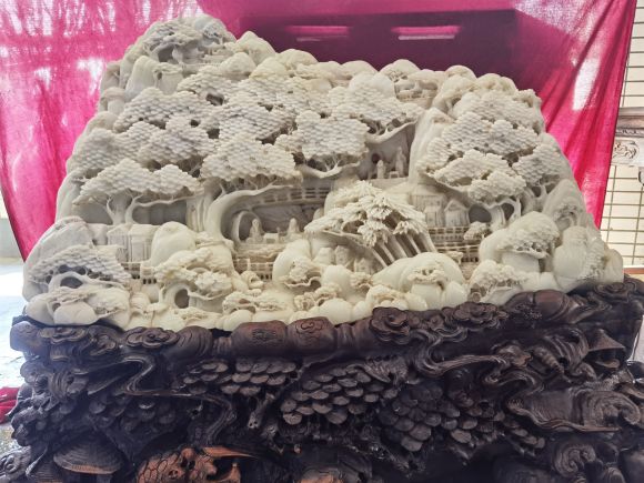 和田白玉摆件,雕刻清代乾隆御览,宋代欧阳修词,醉翁亭